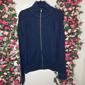 Banana Republic Mens Blue Full Zip Hooded Cardigan WFH Business Casual Medium